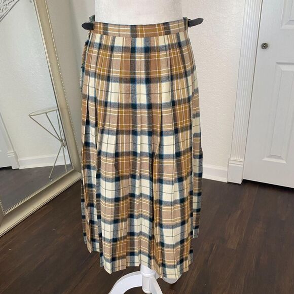 Deans of Scotland 100% pure Wool 90s VTG Wool Plaid Scottish Kilt Wrap Skirt S M - Picture 6 of 7